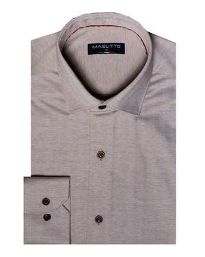 MASUTTO Rolo Knit Button-Up Long Sleeve Shirt - Gray