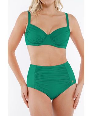 Popilush Tropical Print Underwire Shaping High Waist Swimwear Set - Green
