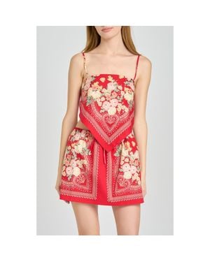 Wayf Luna Floral Scarf Camisole - Red