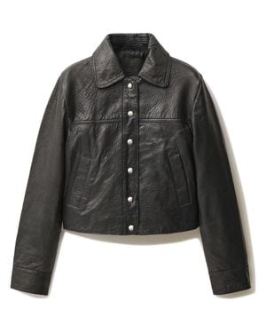 Mango Leather Jacket - Black