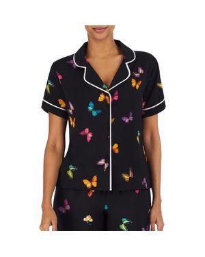 Room Service Pjs Notch Collar Top - Black