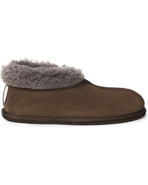 Celtic & Co. British Shearling Bootee Slippers - Brown