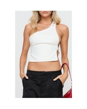 Princess Polly Buckled Down One-Shoulder Crop Top - White