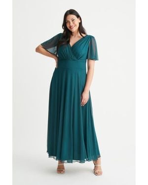 Scarlett & Jo Isabelle Angel Sleeve Maxi Dress - Green
