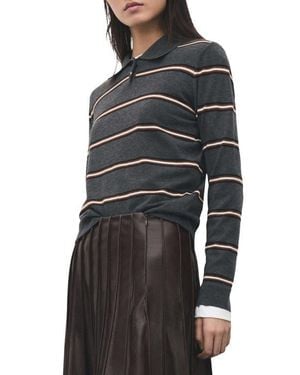 Mango Stripe Sweater Polo - Black