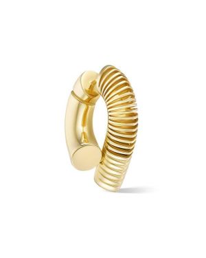 Tabayer Ribbed Hoop Earrings - Metallic