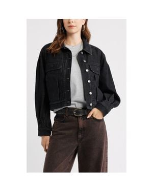 Treasure & Bond Pintucked Denim Jacket - Black