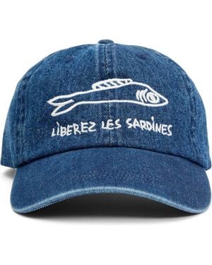 Clare V. Liberez Les Sardines Embroidered Baseball Cap - Blue