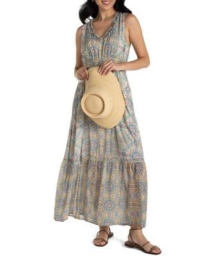 Liverpool Los Angeles Floral Paisley Smock Waist Maxi Dress - Natural