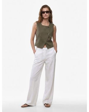 Koton Crew Neck Asymmetric Linen Vest - White