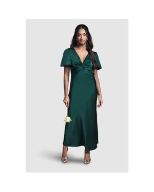 Oasis Satin Midi Bridesmaid Dress - Green