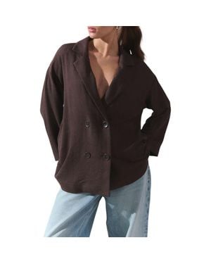Next Textured Relaxed Fit Double Breasted Blazer - Black
