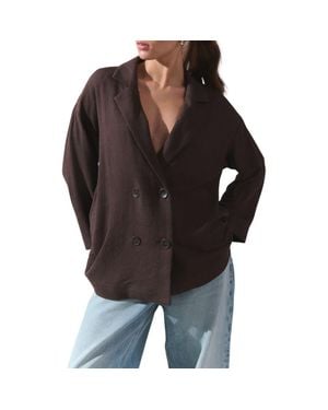 Next Textured Relaxed Fit Double Breasted Blazer - Black