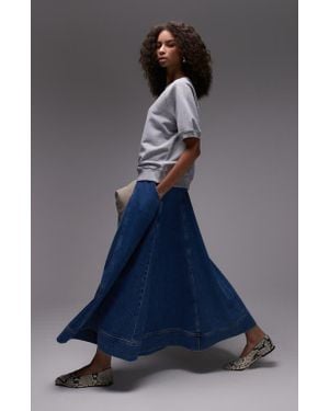 TOPSHOP Denim Full Maxi Skirt - Blue
