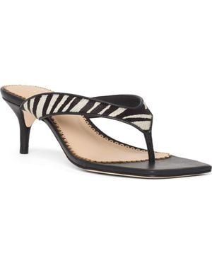 Cinq À Sept Frankie Zebra Print Calf Hair Thong Sandal - Black
