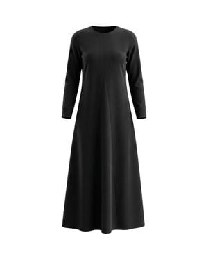 La Enceinte Maternity Crepe Long Sleeve Flared Maxi Dress - Black