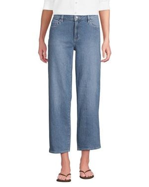 Lands' End Soft Denim Mid Rise Relaxed Straight Crop Jeans - Blue