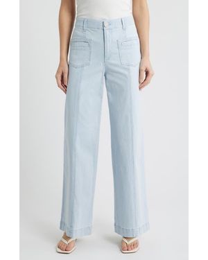 Wit & Wisdom Skyrise Stripe Patch Pocket Wide Leg Pants - Blue