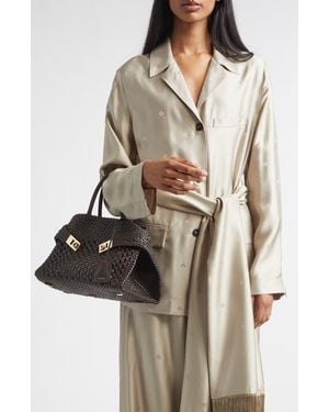 Ferragamo Gancini Jacquard Silk Jacket With Fringe Sash - Natural