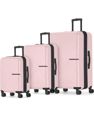 Bugatti Berlin 3 Piece Hardside Luggage Set With Expansion - Pink