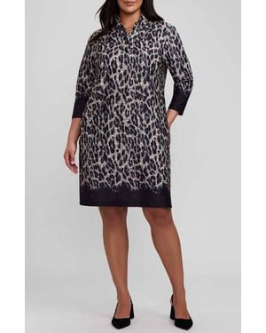 Foxcroft Tammy Cheetah Print Shirtdress - Black
