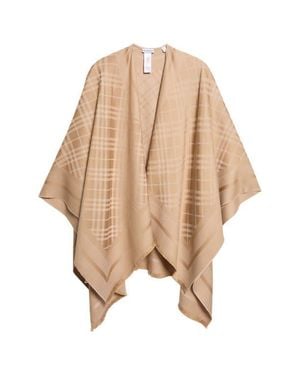Burberry Ekd & Check Jacquard Wool & Cashmere Cape - Natural
