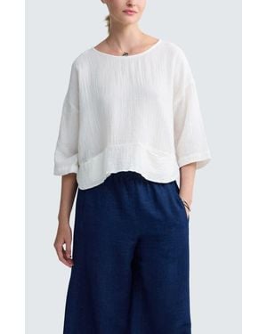 Luukaa Viola Solid Muslin Blouse - Blue