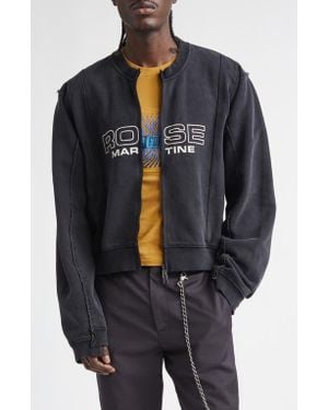Martine Rose Shrunken Full Zip Logo Sweatshirt - Black