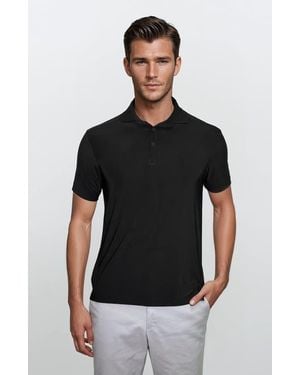 24sevenMen Wrinkle Resistant 3 Button Polo Shirt - Black