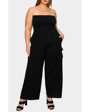 L I V D Yumi Strapless Cargo Jumpsuit - Black