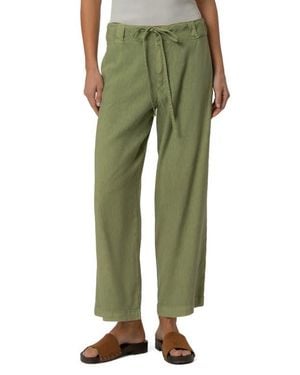 Kut From The Kloth Kate Drawstring Linen Blend Crop Wide Leg Jeans - Green