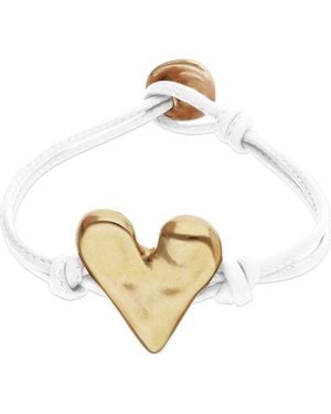 Uno De 50 Leather Bracelet With 18K-Plated Heart Detail - Metallic