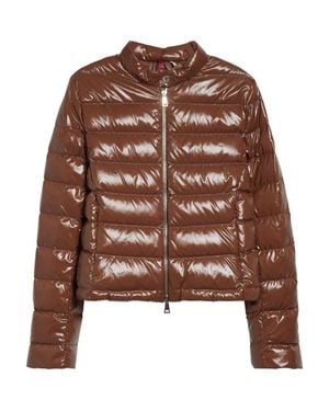 Moncler Papillon Crop Lacquered Nylon Puffer Jacket - Brown