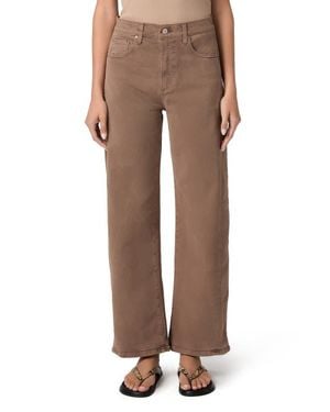 PAIGE Arellia Skimmer High Waist Barrel Leg Jeans - Brown