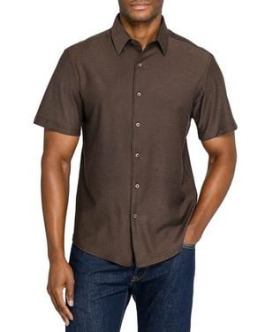 Brooklyn Brigade Solid Mapleton Luxe Cross Dyed Short Sleeve Shirt - Brown