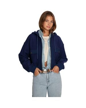 Belle & Bloom Fireside Cropped Utility Zip Jacket - Blue