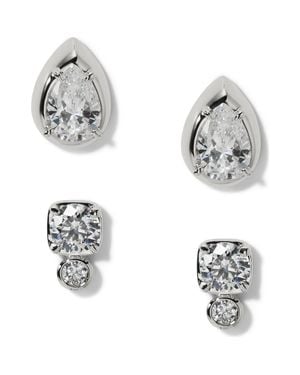 Nadri Delancy Set Of 2 Assorted Stud Earrings - Metallic