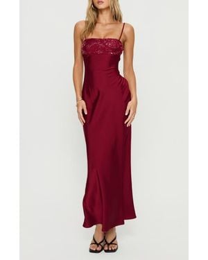 Princess Polly Engracia Sequin Satin Gown - Red