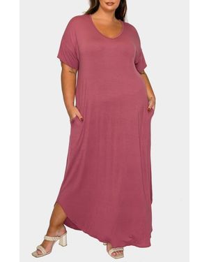 L I V D Short Sleeve Jersey Maxi Dress - Red