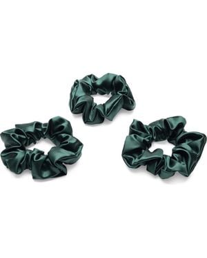 BLISSY 3-Pack Silk Scrunchies - Green