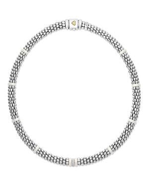 Lagos Caviar Pavé Diamond Collar Necklace - Metallic