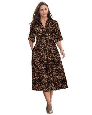 Jessica London Soft Denim Shirtdress - Brown