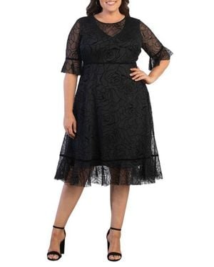 Kiyonna Francesca Mesh Cocktail Dress - Black