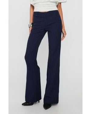 Princess Polly Kinkirk Pinstripe Low Rise Flare Pants - Blue