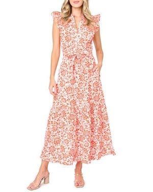 Gibsonlook Ruffle Print Maxi Dress - Pink