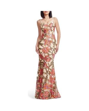 Dress the Population Giovanna Sequin Floral Mermaid Gown - Multicolor
