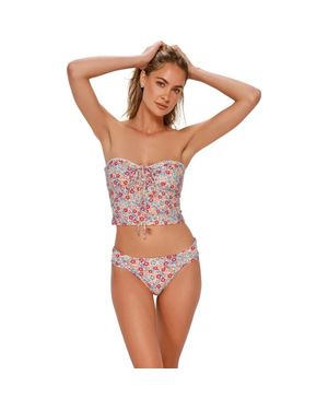 Swim Systems Pom Pom Dolly Crop Top Bikini Swimsuit - White