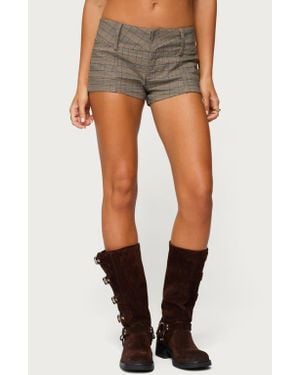Edikted Ayvey Plaid Low Rise Shorts - Black