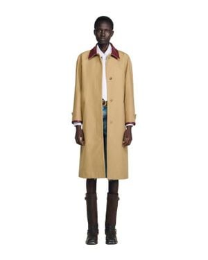Sandro Trench Coat With Leather Collar - Metallic