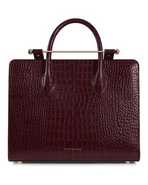 Strathberry Midi Croc Embossed Leather Tote - Purple